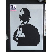 Banksy Stencil Rude Cop Mit Mittelfinger, Wiederverwendbare Graffiti Kunst von IdealStencils