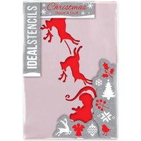 Schlitten Und Rentier Schablone Weihnachtsdekor, Wiederverwendbar Schlitten Und Rentier Schablone Weihnachtsdekor, Wiederverwendbar von IdealStencils