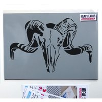Widderschädel Schablone Wiederverwendbare Mylar-Schablone Zum Bemalen Von Wänden Und Möbeln Widderschädel Schablone Wiederverwendbare Mylar-Schablone Zum Bemalen Von Wänden Und Möbeln von IdealStencils
