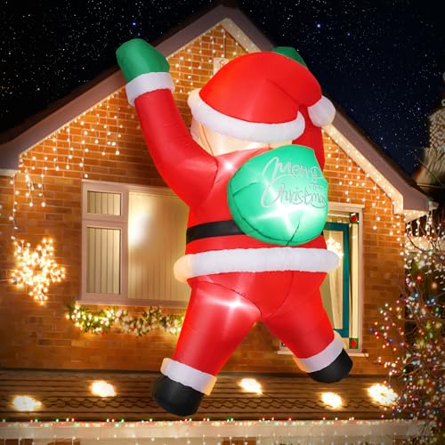 Ideashop 1,2m Weihnachten Aufblasbare Dekorationen Klettern Weihnachtsmann Aufblasbar Eingebaute Helle LEDs Hängende Blow Up Weihnachten Fenster Hof Dekoration Outdoor Weihnachtsdekoration für von Ideashop