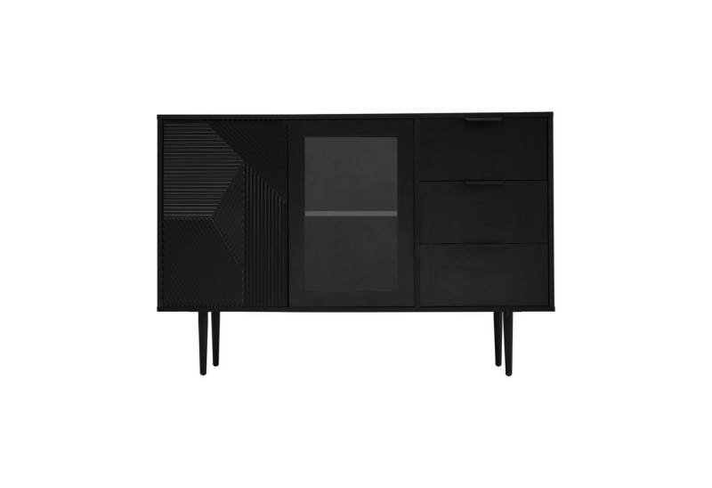 IDEASY Sideboard Anrichte,Kommode mit 3 Schubladen und 2 Türen, (Anrichte,Kommode mit 3 Schubladen und 2 Türen), Maße: 120 x 38 x 79.5 cm, Gestreifte Schranktüren von Ideasy