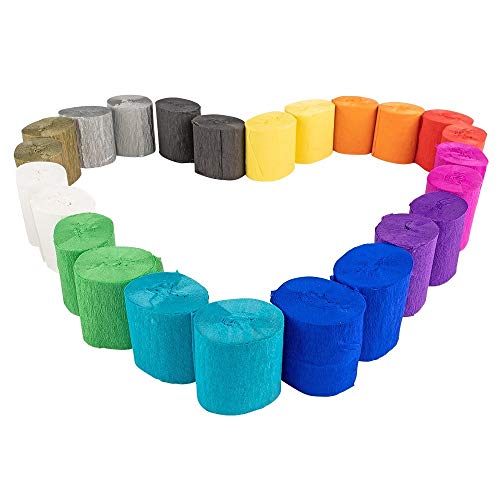Ideen mit Herz 24 Rollen Krepp-Papier | Krepp-Bänder | 12 Farben | je 10 m pro Rolle | 5 cm breit | 17g/m² | Bastelpapier | Bastelkrepp von Ideen mit Herz