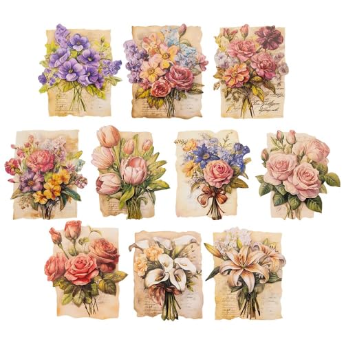 Ideen mit Herz 3-D Motive, ausgestanzt, ca. 7-10 cm, 10 Stück im Beutel | Bilder zum Basteln & Dekorieren | Grußkarten selber machen | Bildmotive für Scrapbooking & DIY-Deko (Blumen auf Naturpapier) von Ideen mit Herz