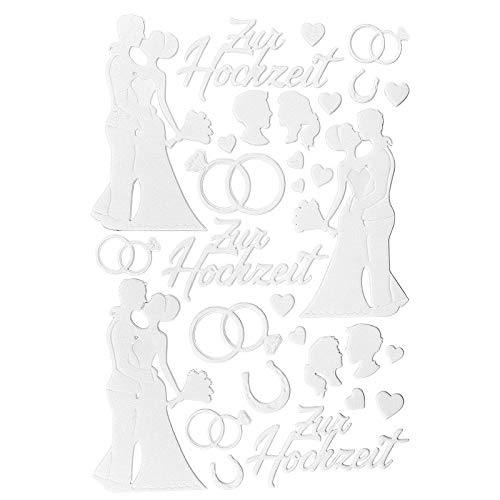 Ideen mit Herz 3-D Sticker Deluxe, zur Hochzeit, verschiedene Hochzeitsmotive, erhabene Aufkleber, Bogengröße: 21 x 30 cm (Weiß) von Ideen mit Herz