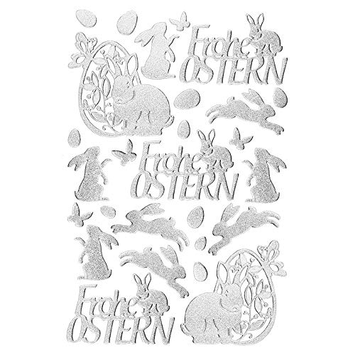 Ideen mit Herz 3-D Sticker Deluxe | Ostern & Frühjahr | Erhabene Aufkleber | ideal für Oster-Deko & Osterkarten basteln | Bogengröße: 21 x 30 cm (Frohe Ostern | silber) von Ideen mit Herz