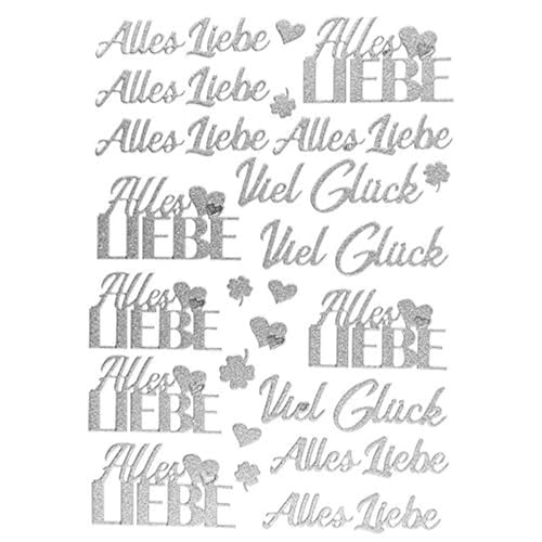 Ideen mit Herz 3-D Sticker Deluxe | Zur Hochzeit, verschiedene Hochzeitsmotive | Erhabene Aufkleber | Bogengröße: 21 x 30 cm (Alles Liebe | Viel Glück | silber) von Ideen mit Herz
