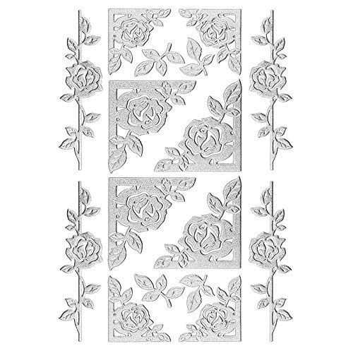 Ideen mit Herz 3-D Sticker Deluxe | Zur Hochzeit, verschiedene Hochzeitsmotive | Erhabene Aufkleber | Bogengröße: 21 x 30 cm (Rosenranken & Rahmen | silber) von Ideen mit Herz