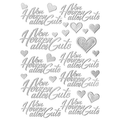 Ideen mit Herz 3-D Sticker Deluxe | Zur Hochzeit, verschiedene Hochzeitsmotive | Erhabene Aufkleber | Bogengröße: 21 x 30 cm (Alles Gute | silber) von Ideen mit Herz