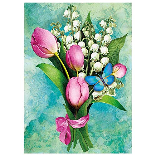 Ideen mit Herz 5D Diamond Painting | Diamant Painting Set | Motiv: 35 x 25 cm | Leinwand: 30 x 40 cm | runde Steinchen | inkl. Zubehör | Verschiedene Bilder zur Auswahl (Maiglöckchen & Tulpen) von Ideen mit Herz