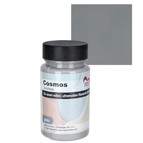 Ideen mit Herz Acrylfarbe Cosmos | ultra matt | Keramik Effekt | 90 ml (grau) von Ideen mit Herz