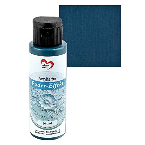 Ideen mit Herz Acrylfarbe Puder-Effekt | 70 ml | Antik-Optik | Hochdeckend | Hoch pigmentiert | Auf Wasserbasis (petrol) von Ideen mit Herz