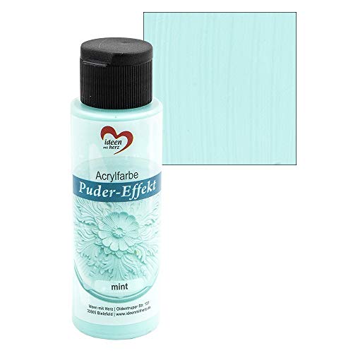 Ideen mit Herz Acrylfarbe Puder-Effekt | 70 ml | Antik-Optik | hochdeckend | hoch pigmentiert | auf Wasserbasis (mint) von Ideen mit Herz