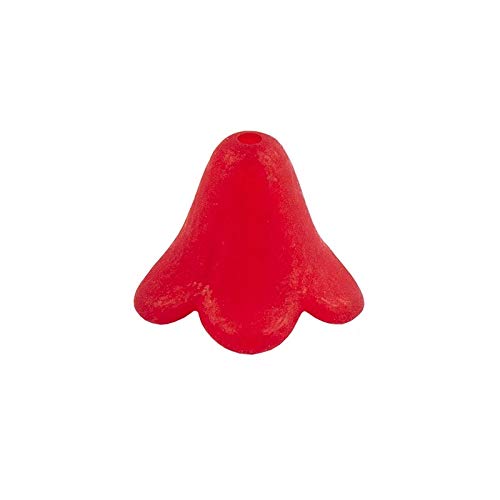 Ideen mit Herz Blütenkelche für Perlenengel, mit Loch zum Auffädeln, ideal als Röckchen zum Gestalten von Schmuck und Perlen-Engeln (rot gefrostet, 1,3 x 1,5 cm - 15 Stück) von Ideen mit Herz