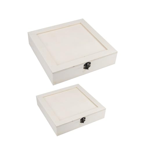 Ideen mit Herz Boxen aus Holz | DIY | Vintage | Holz-Kiste mit Deckel | Deko | Erinnerungsbox | kreative Aufbewahrungs- und Ordnungsschachtel | mit Aussparung | 2 Größen | 2 Stück von Ideen mit Herz