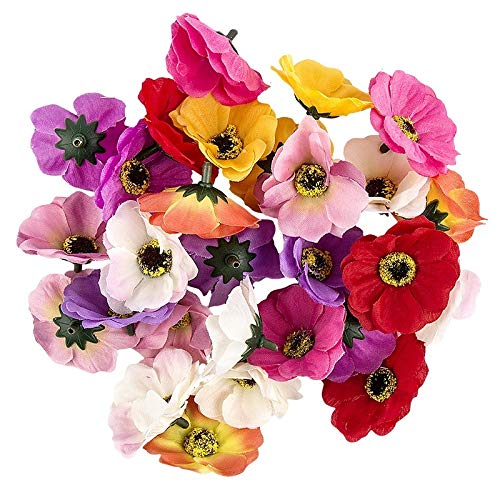 Ideen mit Herz Deko-Blüten, Kunstblumen, Blüten-Köpfe, Verschiedene Sorten, ca. Ø 4-5 cm (Anemone - bunt - 27 Stück) von Ideen mit Herz