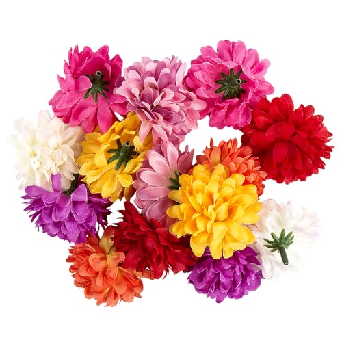 Ideen mit Herz Deko-Blüten, Kunstblumen, Blüten-Köpfe, Verschiedene Sorten, ca. Ø 4-5 cm (Dahlie - bunt - 14 Stück) von Ideen mit Herz