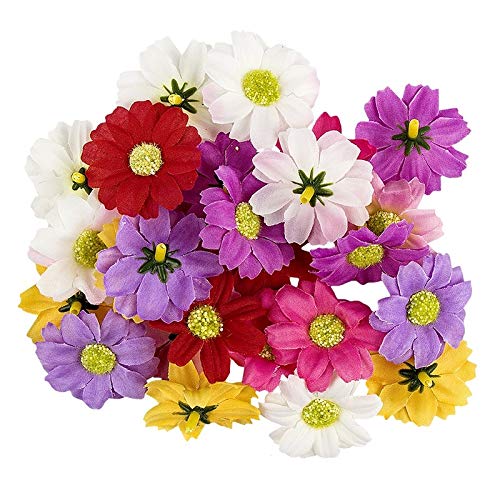 Ideen mit Herz Deko-Blüten, Kunstblumen, Blüten-Köpfe, Verschiedene Sorten, ca. Ø 4-5 cm (Margerite - bunt - 27 Stück) von Ideen mit Herz