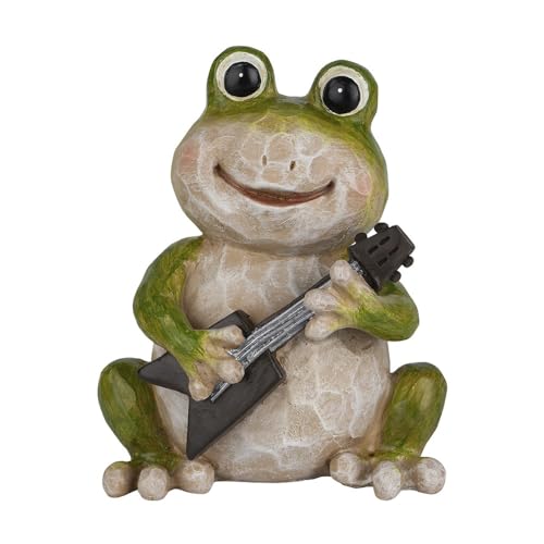 Ideen mit Herz | Deko-Frosch mit Gitarre | Figur für das Zuhause oder den Garten | Dekoration für die Terrasse | drinnen & draußen | 13,5cm hoch, 11,5cm breit von Ideen mit Herz