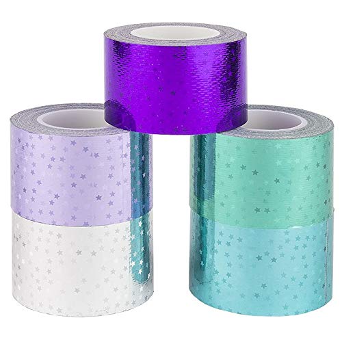 Ideen mit Herz Deko-Klebeband, 30mm x 5m, 5 Rollen | Washi Tape | Masking Tape | Dekoband | Laseroptik, gelasert, Hologramm, Holografie, 5 Farben (kalte Farben, Laserstars) von Ideen mit Herz