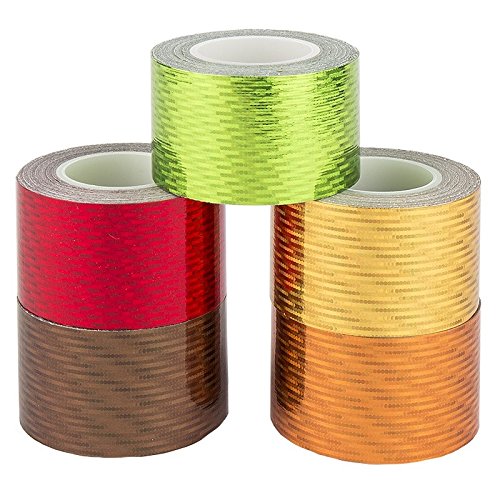 Ideen mit Herz Deko-Klebeband, 30mm x 5m, 5 Rollen | Washi Tape | Masking Tape | Dekoband | Laseroptik, gelasert, Hologramm, Holografie, 5 Farben (warme Farben, Laserpoints) von Ideen mit Herz