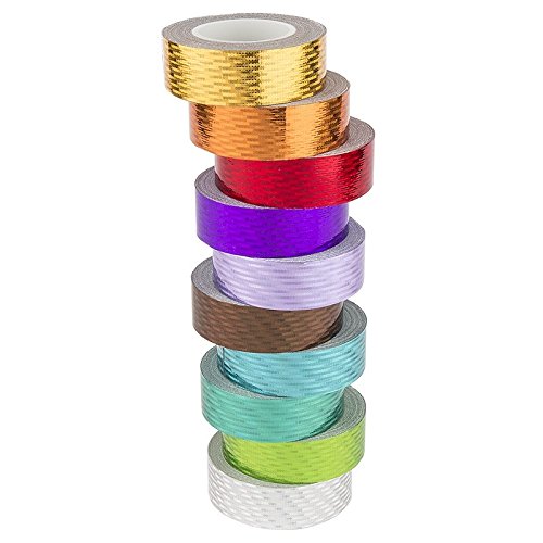 Ideen mit Herz Deko-Klebeband, metallic, 5 Meter je Rolle, 10 Rollen | Washi Tape | Masking Tape | Dekoband | Laseroptik, Hologramm, Holografie (Laserpoints, 15mm breit) von Ideen mit Herz