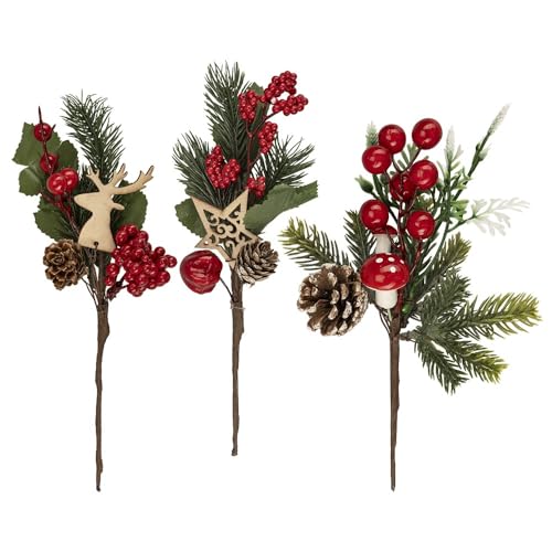Ideen mit Herz Deko-Tannenzweige | künstliche Tannenzweige mit Beeren | Winter-Deko | Weihnachts-Dekoration | Tischdeko | Floristik | Gesteck | 3 Stück Ideen mit Herz Deko-Tannenzweige | künstliche Tannenzweige mit Beeren | Winter-Deko | Weihnachts-Dekoration | Tischdeko | Floristik | Gesteck | 3 Stück von Ideen mit Herz
