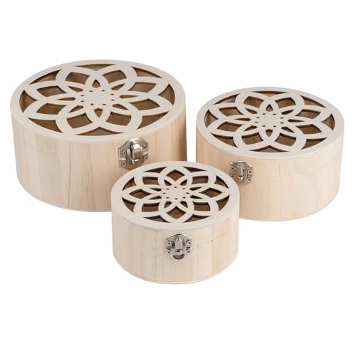 Ideen mit Herz Dekorative Boxen aus Holz | Vintage | Holz-Kiste mit Ornament | SchATULLE | DIY | Deko | Erinnerungsbox | Aufbewahrungs- und Ordnungsschachtel | rund | 3 Größen | 3 Stück Ideen mit Herz Dekorative Boxen aus Holz | Vintage | Holz-Kiste mit Ornament | SchATULLE | DIY | Deko | Erinnerungsbox | Aufbewahrungs- und Ordnungsschachtel | rund | 3 Größen | 3 Stück von Ideen mit Herz