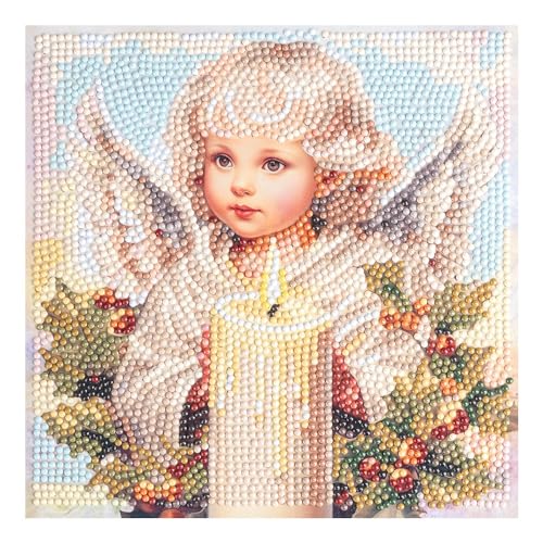 Ideen mit Herz Diamond-Painting-Aufleger | 20 cm x 20 xm | wunderschöne Motive | inkl. Zubehör | für Holzbox oder Geschenk-Kiste (Engel mit Kerze) von Ideen mit Herz