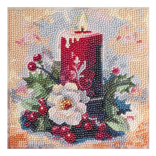 Ideen mit Herz Diamond-Painting-Aufleger | 20 cm x 20 xm | wunderschöne Motive | inkl. Zubehör | für Holzbox oder Geschenk-Kiste (Kerze mit Christrose) von Ideen mit Herz