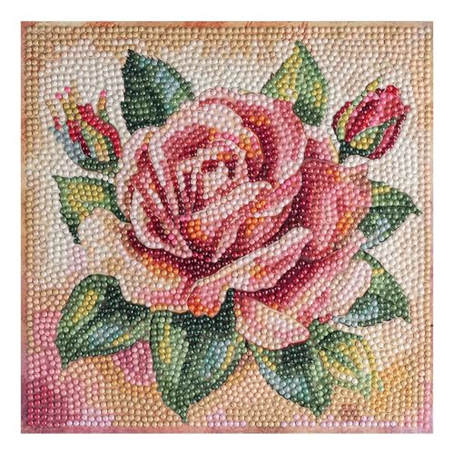 Ideen mit Herz Diamond-Painting-Aufleger | 20 cm x 20 xm | wunderschöne Motive | inkl. Zubehör | für Holzbox oder Geschenk-Kiste (Rose in Apricot) von Ideen mit Herz