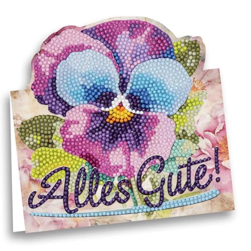 Ideen mit Herz | Diamond-Painting Aufstellkarte | Geburtstag | Genesung | Dekoration | 370 g/m² | 16,3 cm x 16 cm | inkl. Umschlag & Werkzeug (Veilchen alles Gute) von Ideen mit Herz