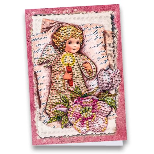 Ideen mit Herz Diamond-Painting-Grußkarte | Strass-Edition | Din B6 | 370 g/m² | inkl. Steine, Umschlag & Werkzeug … (Engel mit Christrose) von Ideen mit Herz