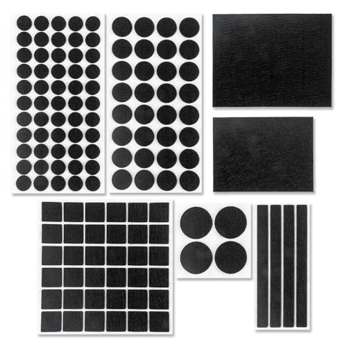 Ideen mit Herz | Filzgleiter Mix | 133 Stück in 7 verschiedenen Formen und Größen | 4 mm stark | selbstklebend | schwarz | Bodenschutz für Möbel, Tische, Stühle | Möbelgleiter aus Filz von Ideen mit Herz