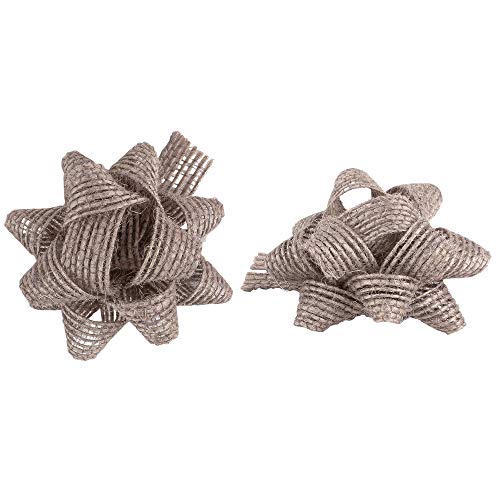 Ideen mit Herz Geschenk-Schleifen aus Jute | selbstklebend | Ideal zum Schmücken und Verzieren von Geschenken zu Weihnachten, Geburtstag, Hochzeit (Ø 5 cm | Taupe | 6 Stück) von Ideen mit Herz