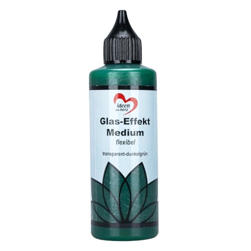 Ideen mit Herz Glas-Effekt-Medium, Wasserbasis, 12-24 Stunden Trocknungszeit, für Glaskunst-Optik (Transparent-dunkelgrün) von Ideen mit Herz