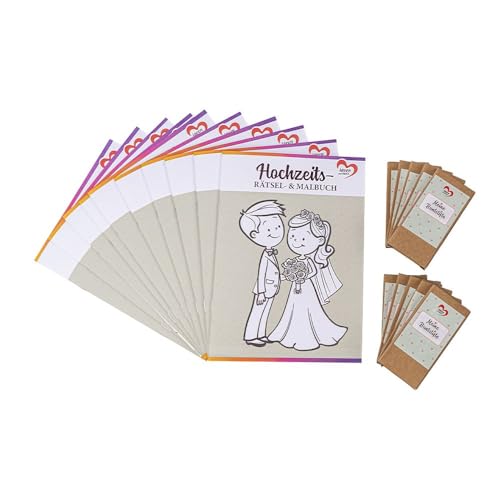 Ideen mit Herz | Hochzeits-Rätsel- & Malbuch für Kinder | 10er Set | inkl. Buntstifte | Beschäftigung für Kinder | Gastgeschenke Hochzeit Ideen mit Herz | Hochzeits-Rätsel- & Malbuch für Kinder | 10er Set | inkl. Buntstifte | Beschäftigung für Kinder | Gastgeschenke Hochzeit von Ideen mit Herz