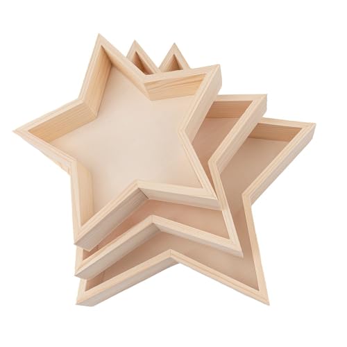 Ideen mit Herz | Holztabletts in Sternform | Holzsterne zum Aufstellen | selbststehend | Weihnachts-Deko | Weihnachts-Tablett | 3 Stück in verschiedenen Größen von Ideen mit Herz