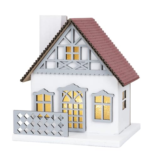 Ideen mit Herz LED-Haus mit Licht-Effekt-Folie | Miniatur-Häuschen | Stimmungslicht | batteriebetrieben | 9,5 cm x 8,2 cm x 11 cm von Ideen mit Herz