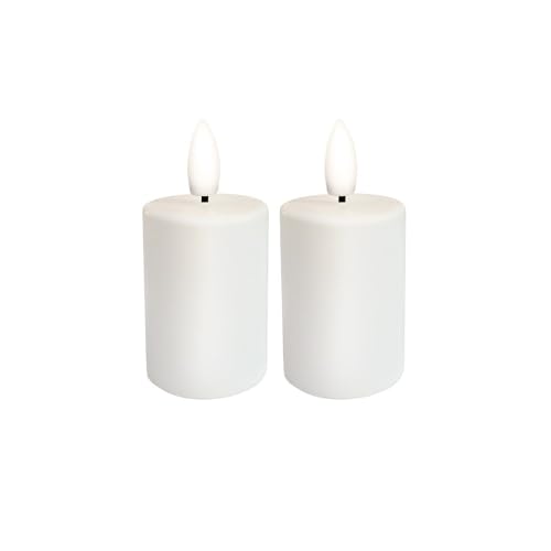 Ideen mit Herz LED-Kerzen mit Echtwachsbeschichtung | 2 Stück | cremefarben | Weihnachten | warmweiß | realistischer Flammen-Effekt | Timer-Funktion | batteriebetrieben (glatt) von Ideen mit Herz