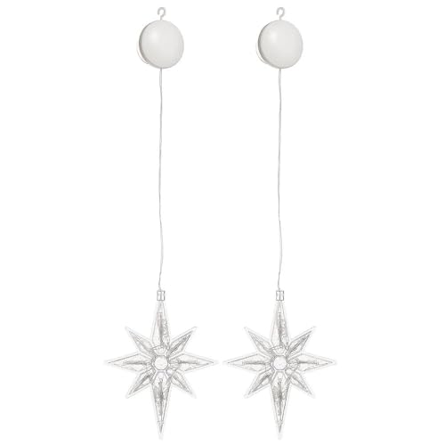 Ideen mit Herz LED-Sterne Octa | indoor | 21,3 cm x 16,4 cm | 20 LED-Lämpchen | warmweiß | transparent | klar | 2 Stück | mit Timer-Funktion | Fenster-Deko zu Weihnachten von Ideen mit Herz