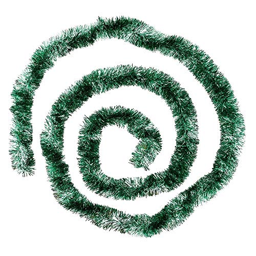 Ideen mit Herz Lametta-Girlande Deluxe | Duo Color | Ø4cm | 2m lang | Tannengirlande | Dekogirlande | Weihnachtsgirlande | Party Deko (grün & Silber metallic) von Ideen mit Herz