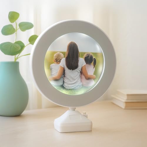 Ideen mit Herz | Magic Mirror | beleuchteter Bilderrahmen oder LED-Spiegel | 3D-Effekt | weiß | mit Timer-Funkion | Ø 20,2 cm von Ideen mit Herz