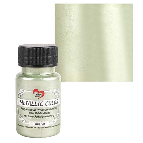 Ideen mit Herz Premium Acrylfarbe mit Metallic-Glanz und hoher Farbpigmentierung | 50 ml (lindgrün) von Ideen mit Herz