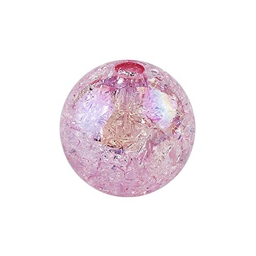 Ideen mit Herz Perlen zum Auffädeln | Crackle Perlen mit Loch | Glas-Optik | irisierend | ideal für Armbänder, Ketten, Schmuck, Basteln | diverse Farben & Größen zur Auswahl (rosa, 10 mm | 50 Stück) von Ideen mit Herz