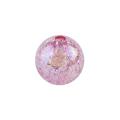 Ideen mit Herz Perlen zum Auffädeln | Crackle Perlen mit Loch | Glas-Optik | irisierend | ideal für Armbänder, Ketten, Schmuck, Basteln | diverse Farben & Größen zur Auswahl (rosa, 6 mm | 150 Stück) von Ideen mit Herz