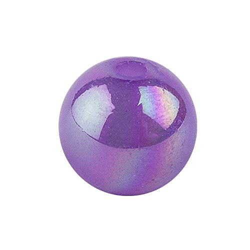 Ideen mit Herz Perlen zum Auffädeln | Perlen mit Loch | Glas-Optik | irisierend | ideal für Armbänder, Ketten, Schmuck, Basteln (violett, 8 mm | 100 Stück) von Ideen mit Herz