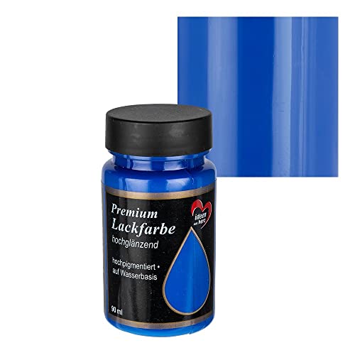 Ideen mit Herz Premium Lackfarbe | hochglänzend | 90 ml | ideal für Holz, Styropor, Kunststoff, Glas, Keramik (blau) von Ideen mit Herz