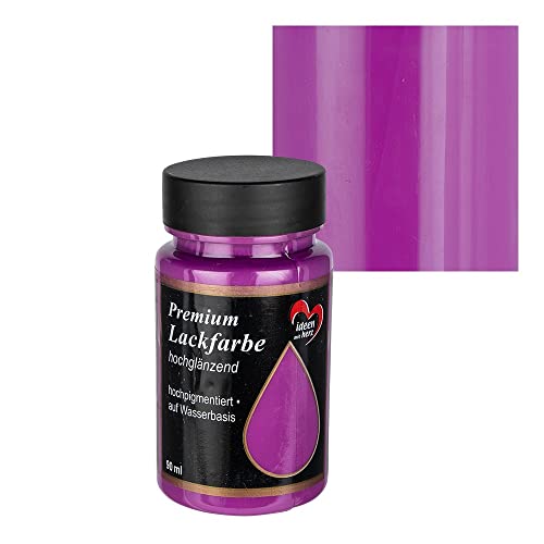 Ideen mit Herz Premium Lackfarbe | hochglänzend | 90 ml | ideal für Holz, Styropor, Kunststoff, Glas, Keramik (fuchsia) von Ideen mit Herz