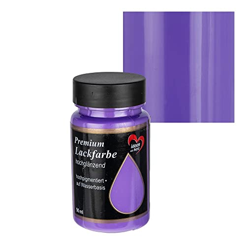 Ideen mit Herz Premium Lackfarbe | hochglänzend | 90 ml | ideal für Holz, Styropor, Kunststoff, Glas, Keramik (violett) von Ideen mit Herz