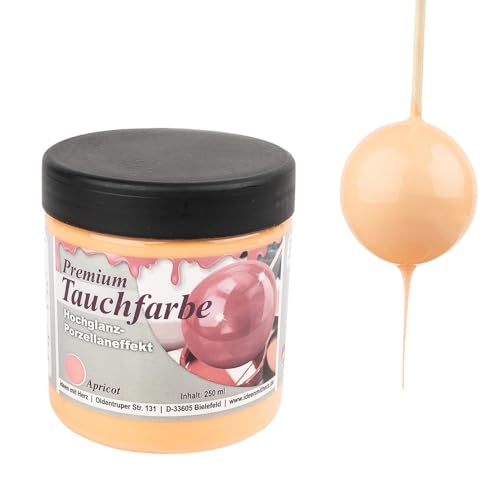 Ideen mit Herz Premium-Tauchfarbe mit Hochglanz-Porzellaneffekt | 250 ml (apricot) von Ideen mit Herz